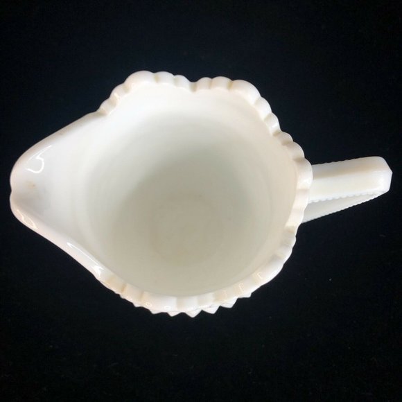 Fenton White Hobnail Milk Glass Creamer Pitcher 4” Tall 8 Ounce Scalloped VTG - Picture 8 of 9